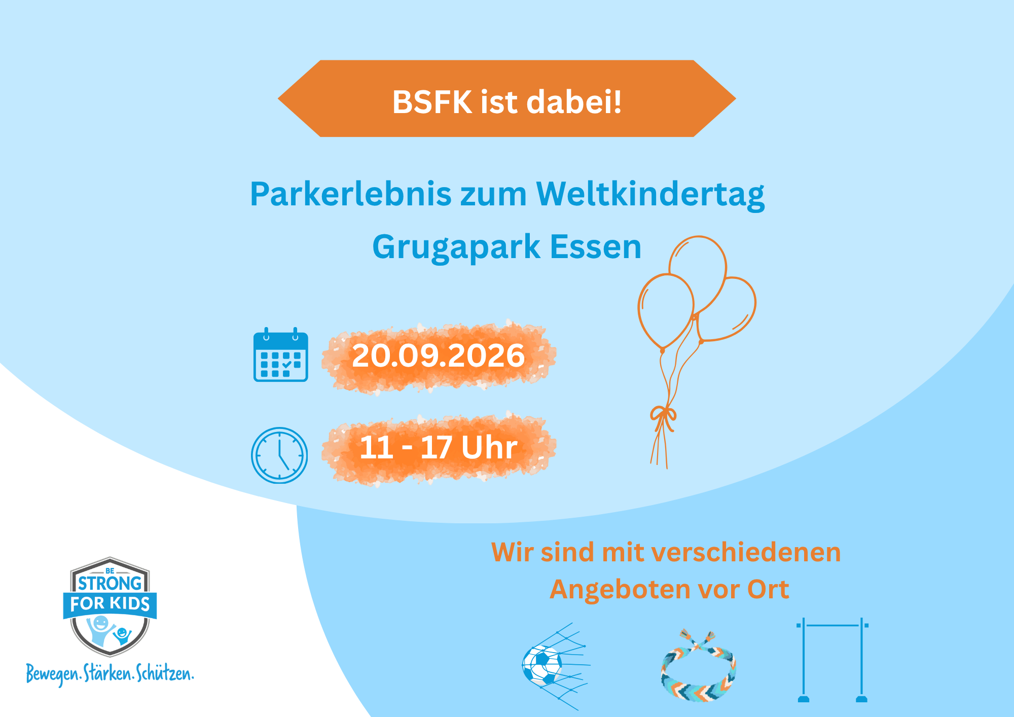 Parkerlebnis im Grugapark Essen zum Weltkindertag. BSFK ist mit dabei.